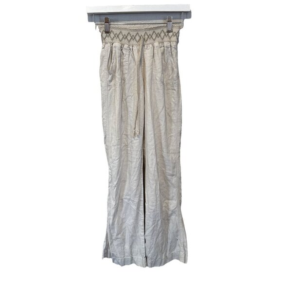 American original REWASH brand Linen Blend beige drawstring pants Elastic Waist - Picture 1 of 11